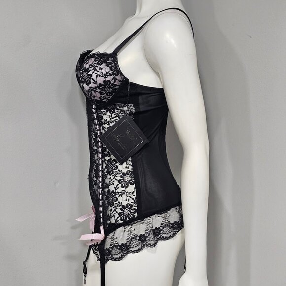 Rene Rofe Lingerie  Lace Corset Top with Attached Garters - Picture 2 of 9